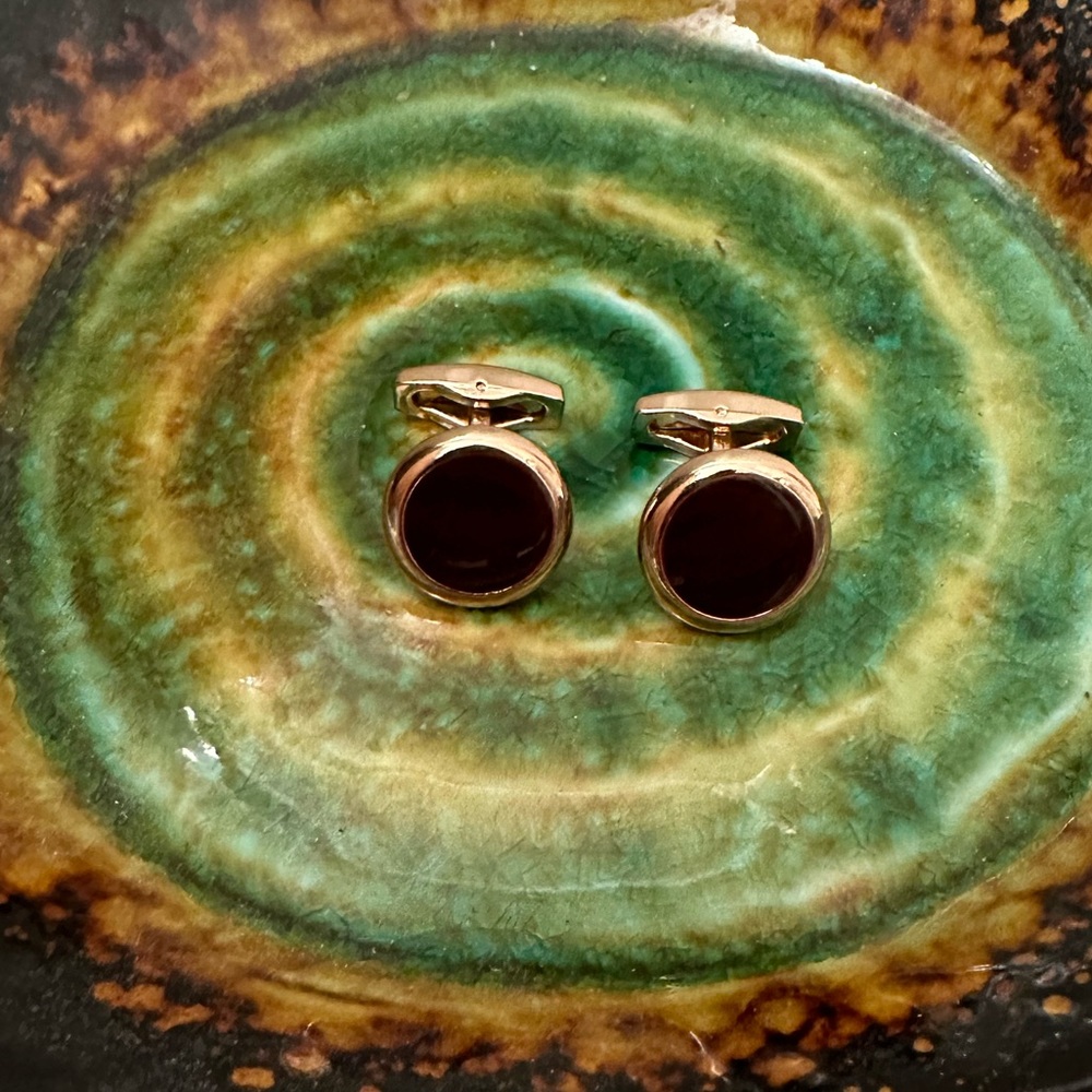 Gold and Maroon Cuff Links
